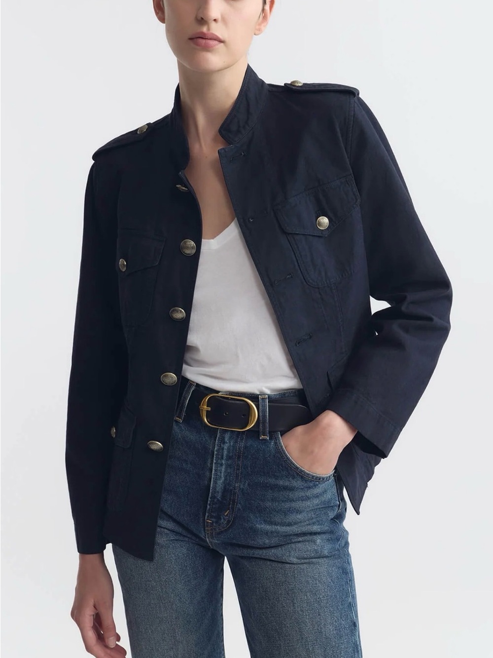 Nili Lotan Raymond M Cotton Military Jacket Midnight Blue